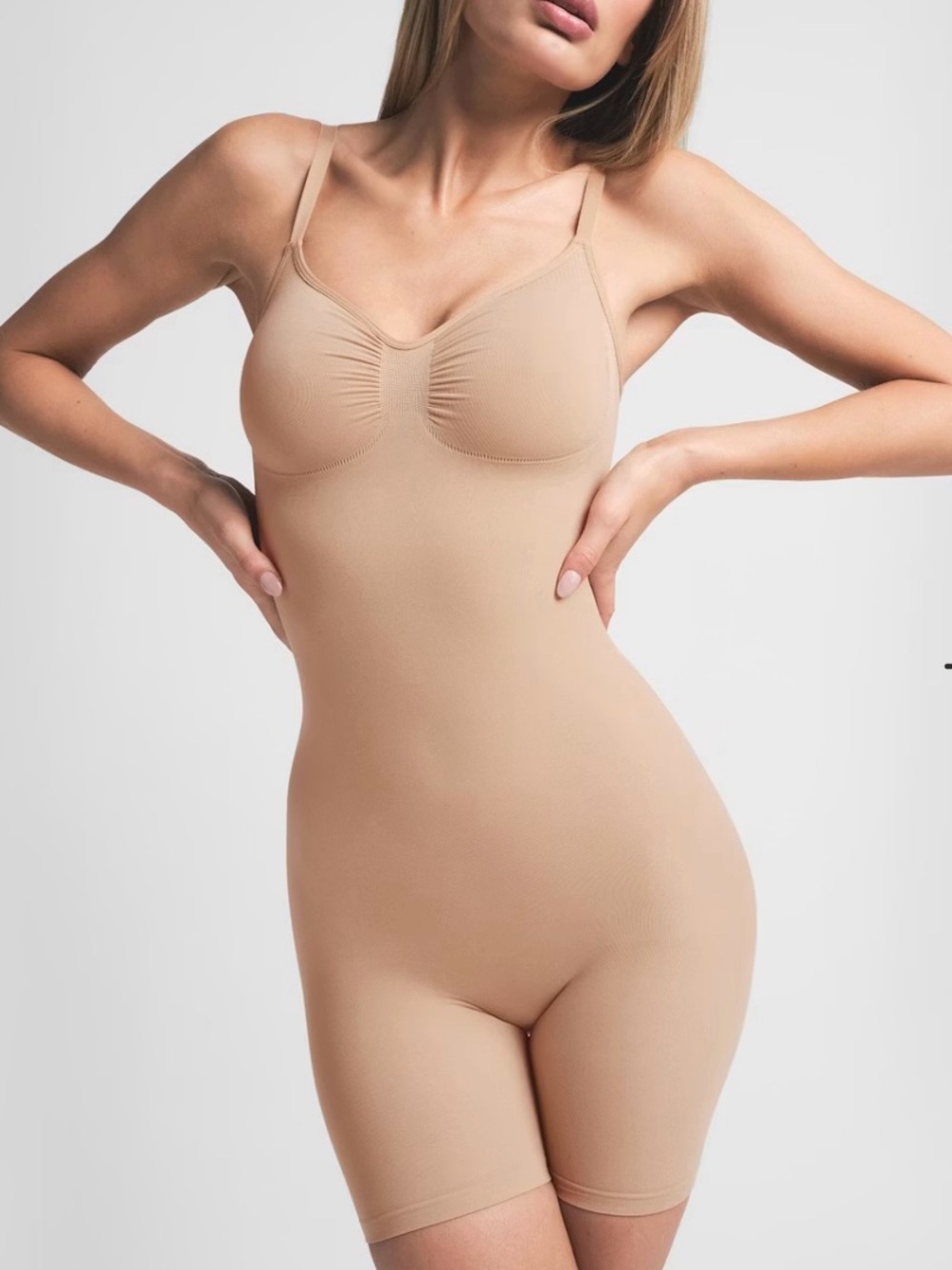 SKIMS Seamless Sculpt Mid Thigh Bodysuit Color Clay